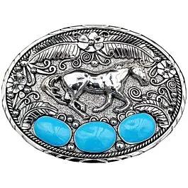 Silver Horse Buckles with Turquoise Beads image