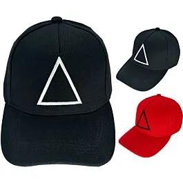 Triangle Embroidered Custom Baseball Hats - Red and Black image