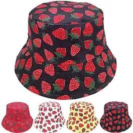 Delicious Bucket Hats - Strawberries Print Reversible and Mixed Color Design image