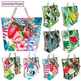 Canvas Tote Beach Bags with Jungle Designs and Coin Purse - Assorted Styles image