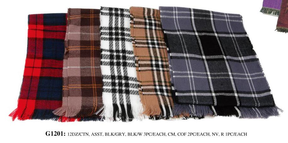 Wholesale Plaid Pashmina Scarves - 12 DZ image