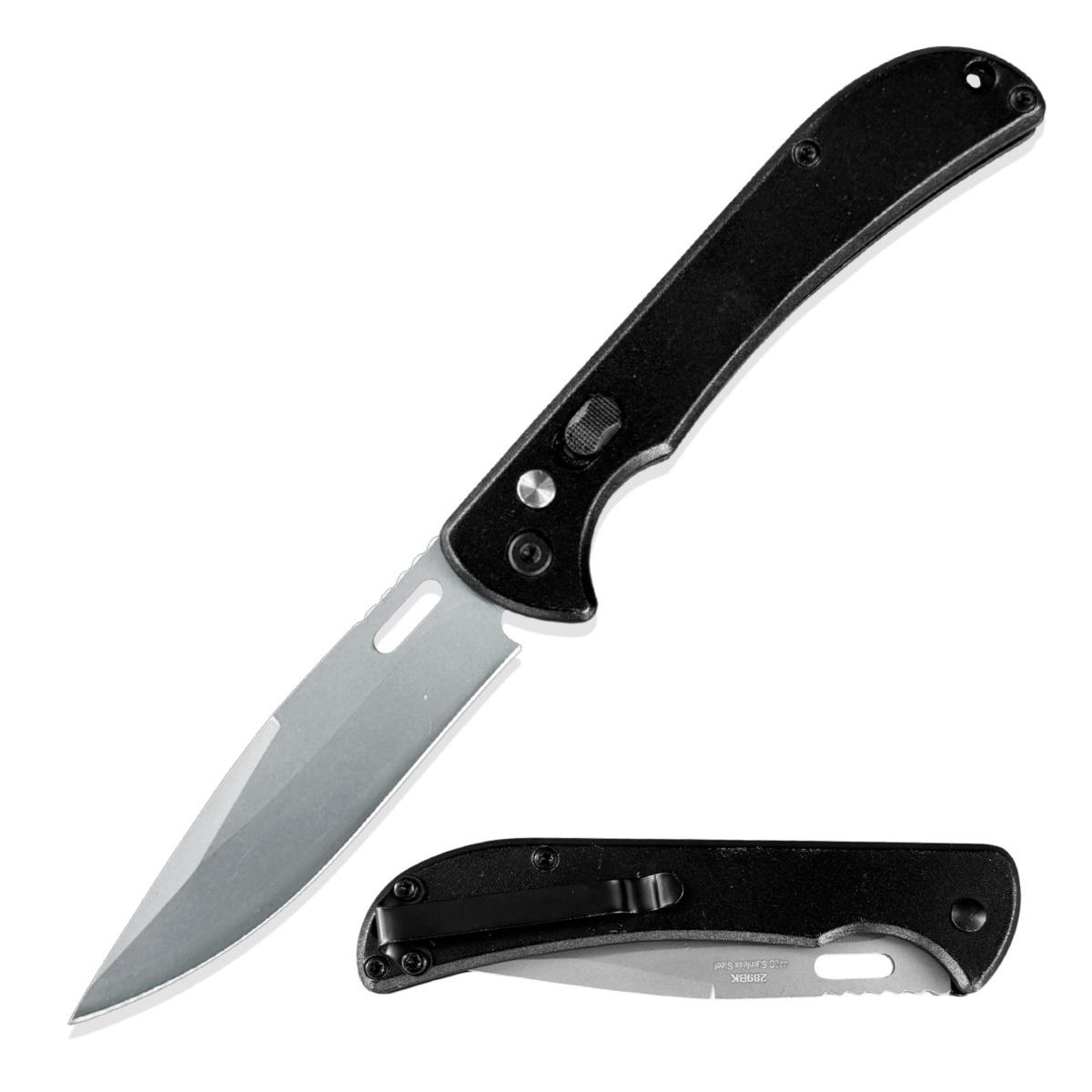 4.5" Closed Black Compact Everyday Carry Ballistic Switch Blade Automatic Knife