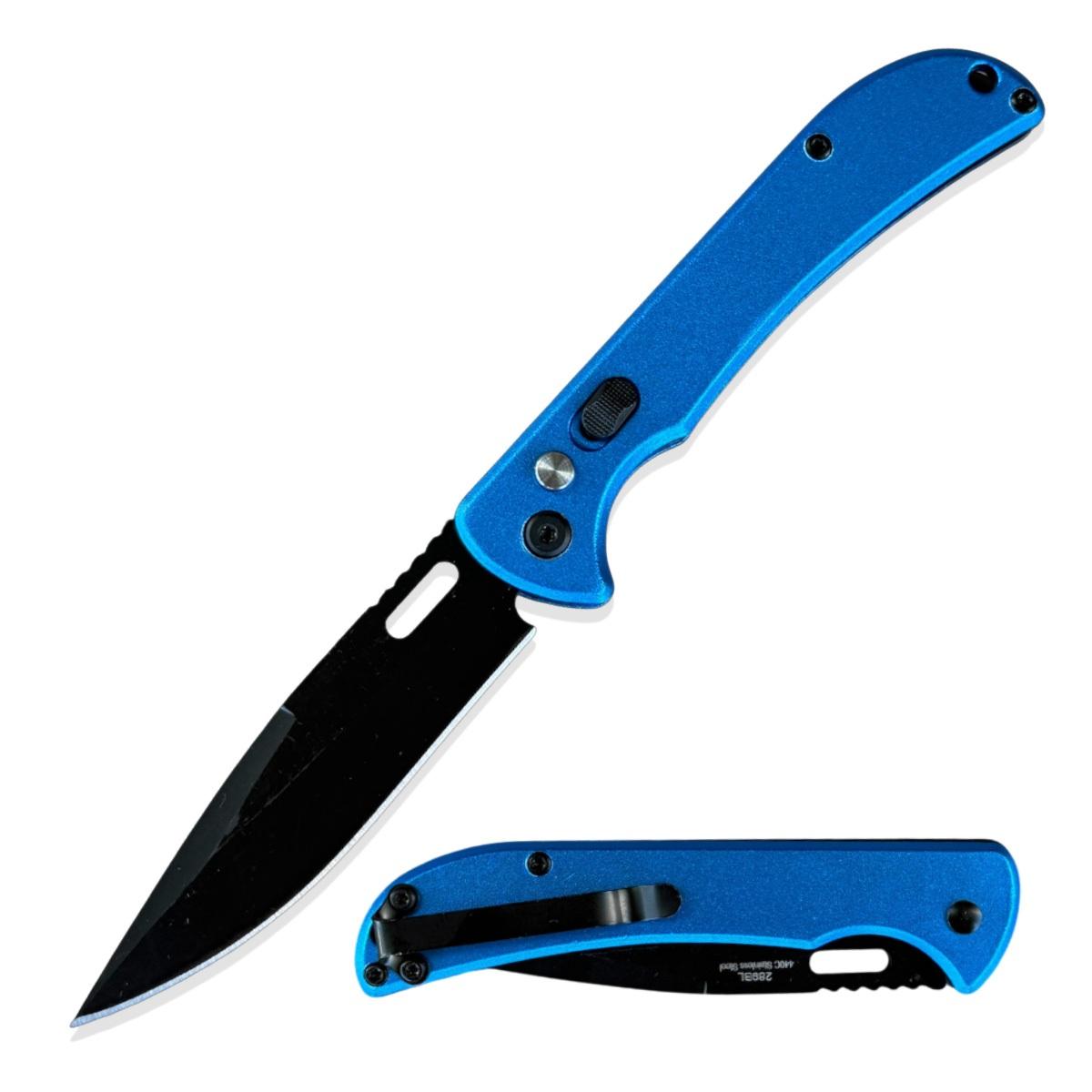 4.5" Closed Blue Compact Everyday Carry Ballistic Switch Blade Automatic Knife