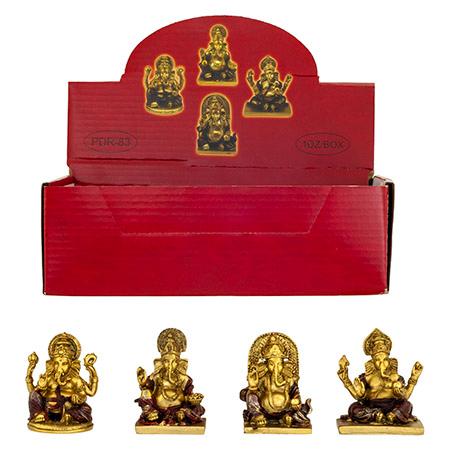 12-pc. Assortment of 2.38" Hindu Golden Ganesha Polyresin Figurines image