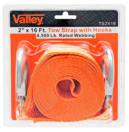 2" x 16' Tow Strap with Hooks