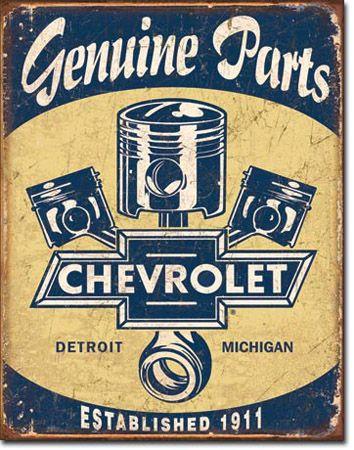 Chevy Piston Parts Tin Sign image