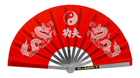 13.63" Chinese Wushu Kung Fu Martial Arts Tai Chi Hand Fan - Red image