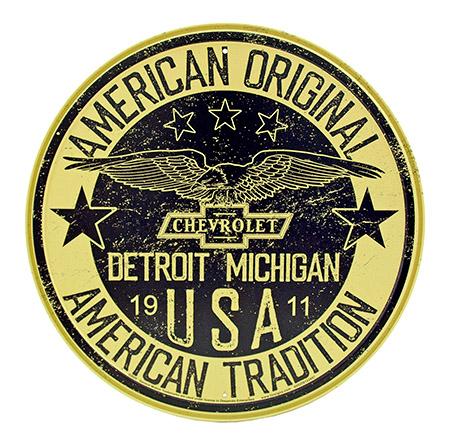 American Original Chevrolet Detroit Michigan - Round Tin Metal Car... image