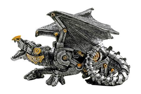 7.5" Steampunk Dragon Poly Resin Figurine Sculpture image