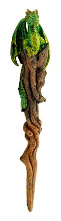 Wicca Grand Master Poly Resin Magical Wand Dragon Figurine Sculpture image