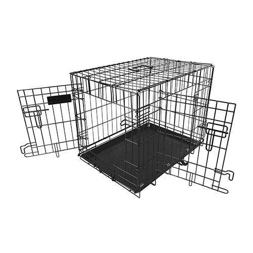 24inches Dogs Crate Folding Metal Pets Crates Double Door Puppy Cage Easy Set Up image
