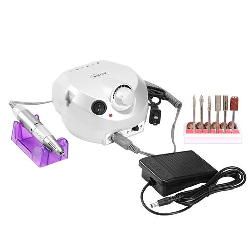 Acrylic Nail Drill Machine 25000RPM Electric Handpiece Glazing w/6 Bits Cuticle Grinder Manicure Pedicure Polishing File Kit for Nail Art image