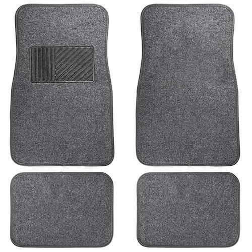 4Pcs Universal Car Floor Mat Front Rear Vehicle Floor Carpet Set w/ Heel Pad Heavy Duty All-Weather Non-Slip Car Floor Protective Mat image