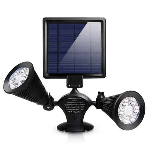 Solar Lights Outdoor Solar Power Motion Sensor Spotlights 2000lm Security Lights w/ Dual Head 360° Rotatable IP44 Wall Lights Garden Garage Driveway image