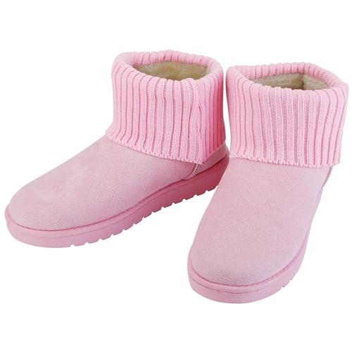 Women Lady Snow Boots Suede Mid-Calf Boot Shoe Short Plush Warm Lining Shoes w/ Anti-slip Rubber Base Knitting Design image