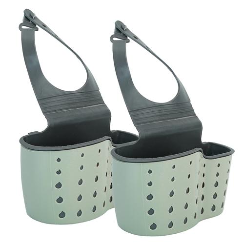 2Pcs Kitchen Caddy Sponge Holder Detachable Adjustable Sink Organizer Draining Basket Rack For Scrubber Dish Brush Drainer image