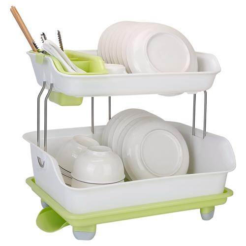 2-Tier Dish Drying Rack Cutlery Drainer Holder Kitchen Organizer Storage Shelf image
