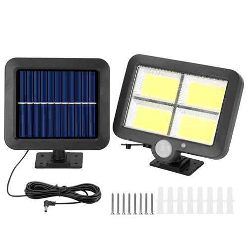 Solar Powered Wall Lights 128 LEDs Motion Sensor Lamp IP65 Waterproof Dusk to Dawn Sensor Light w/ 3 Light Modes Remote Control for Front Door Deck image