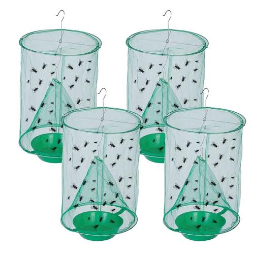4 Set Ranch Fly Trap with Bait Trap Reusable Hanging Fly Catcher Killer Cage Net Pest Bug Trap for Outdoor Farm Orchard image