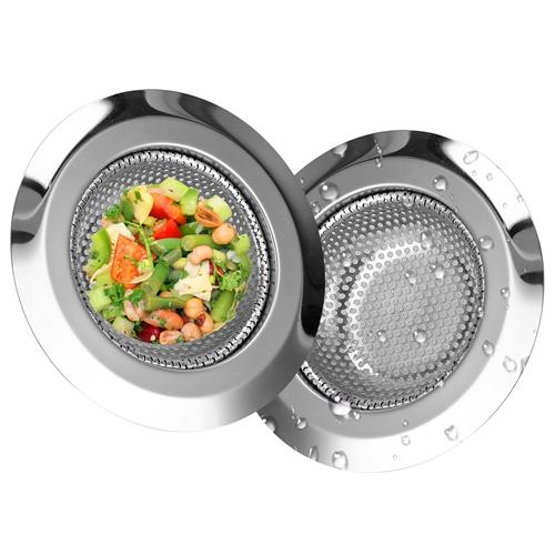 2Pcs 4.53in Kitchen Sink Strainer Stainless Steel Mesh Drain Basket Stopper 0.74 Wide Rim Food Catcher Sink Waste Plug image