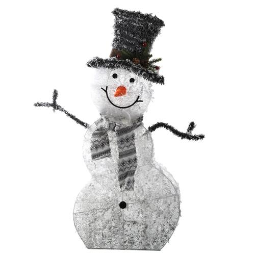LED Christmas Snowman Decoration Light Collapsible Battery Operated Lighted Snowman Indoor Outdoor Garden Light with Removable Hands Scarf image