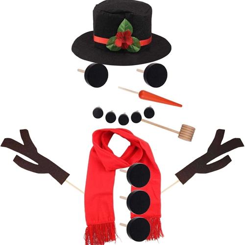 16Pcs Snowman Decorating Dressing Kit Winter Party Kids Outdoor Toys Christmas Decoration Gift Hat Scarf Eye Mouth Nose Accessories image
