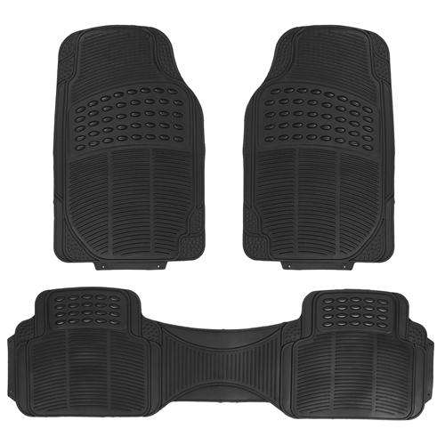3Pcs Automotive Floor Mats Set Front Rear PVC Rubber Floor Mats Heavy Duty Drive Vehicle Car Mats with Trimmable Design Fit Most Cars SUVs Trucks image