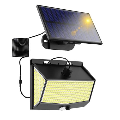Solar Powered Wall Lights Motion Sensor Outdoor Lamps with Separate Solar Panel 3 Modes 468Pcs Beads Max 120° Sensing Angle IP65 Waterproof Lights for image