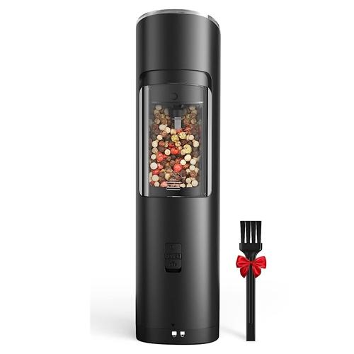 Electric Salt and Pepper Grinder Automatic Gravity Sensor Battery Powered Salt Mill LED Indicator Adjustable Coarseness One Hand Easy Operation image