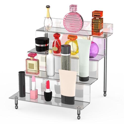 2 Pack 4 Tiered Acrylic Riser Display Shelf Display Stands For Products Clear Figure Display Shelf for Pops Action Figure Collectibles Souvenir Desser image