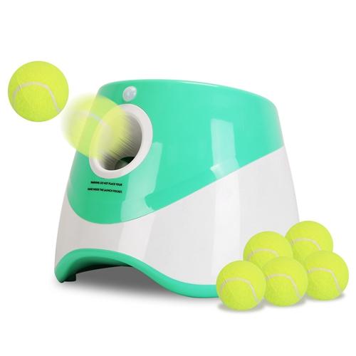 Automatic Dog Ball Launcher Included 6 Tennis Balls Dog With 3 Adjustable Launch Distance Interactive Ball Thrower Fetch Machine For Small Medium Dogs image