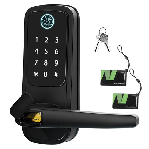 Smart Door Lock with Handle Fingerprints Passcodes Keys Fobs App Control Keyless Entry Door Lock with Keypad Electronic Digital Front Door Lock for Ho image