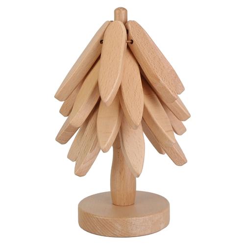 Wooden Trivets for Hot Dishes Tree Shape Trivet Set Placement Mats Coaster Set for Dining Table Kitchen Counter Decoration with 4 Wooden Trivets 1 Sta image