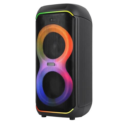 Wireless 5.0 Party Speaker with Dual 6.5 Inch Woofers RGB Lights TWS Mic Priority Treble Bass Remote Control for Home Outdoor Karaoke image