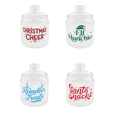 Candy Apothecary Jar Plastic 4ast Xmas Prints/label