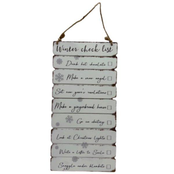 Rustic Print Winter Checklist Hanging Wooden Wall Decor image