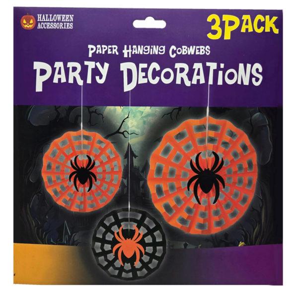 3 Piece Hanging Halloween Party Cobwebs Paper Decorations image