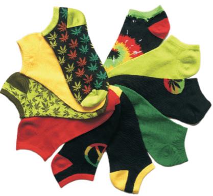 Women's No Show Novelty Socks -Marijuana & Peace Print - 10-Pair Packs - Size 9-11 image