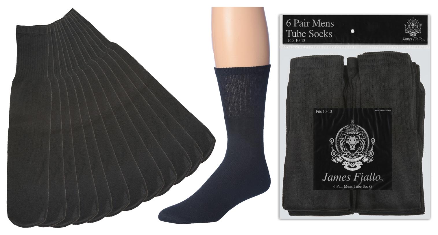 Men's Black Athletic Tube Socks - Size 10-13 - 6-Pair Packs image