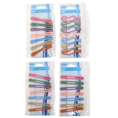 Hair Clips 7ct Multi-color 4ast Styles Heart/rectangle/2loop/wavy Powdercoat Finish Tcd In Polybag image