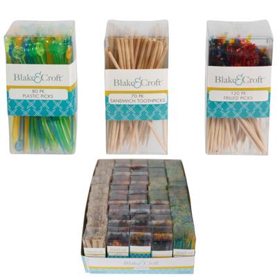 Party Picks For Appetizers 3ast In 40pc Pdq 8x70ct Sandwich/20x120ct Frill/12x80ct Plastic image
