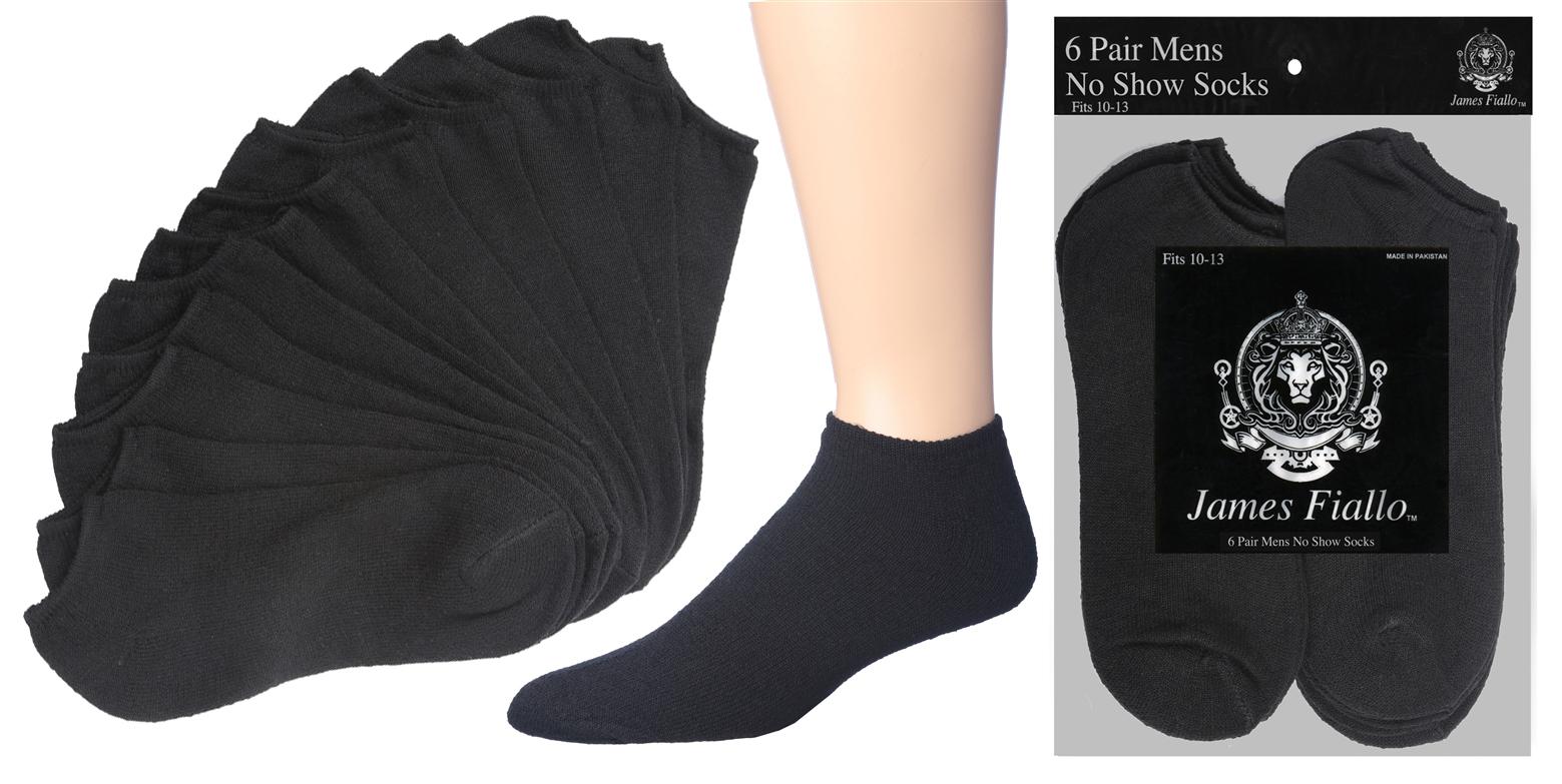 Men's Black Athletic Low Cut Socks - Size 10-13 - 6-Pair Packs image