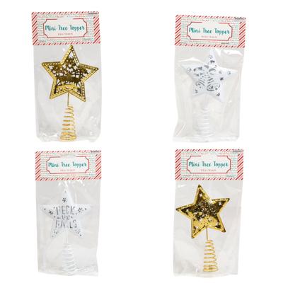 Tree Topper Small 5.5in H 4ast Metal 2 Ea Gold/ White image