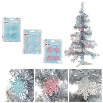 Ornament Mini Snowflake 4pk 1.57in 3ast Iridescent Colors Xmas Tcd image