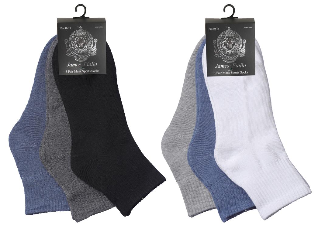 Men's Cushioned Athletic Ankle Socks - Solid Colors - 3-Pair Packs image