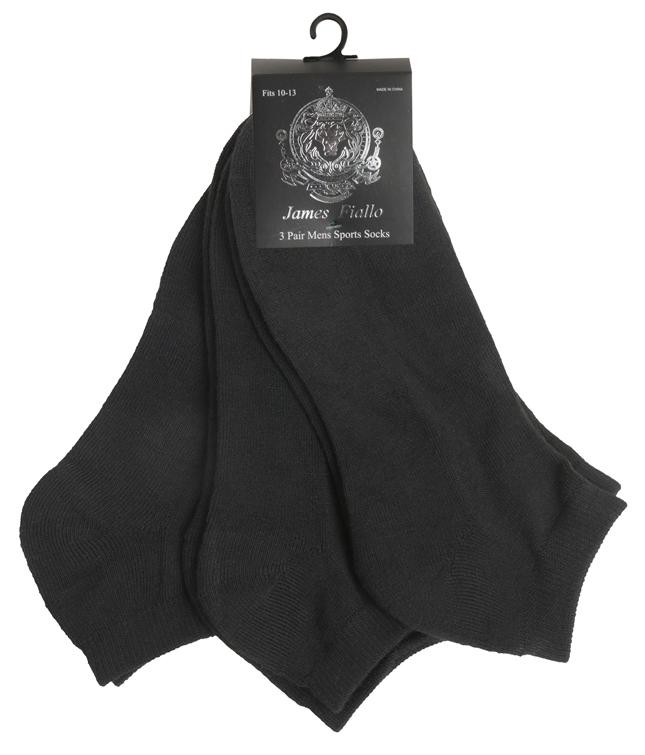 Men's Black Cushioned Athletic Low Cut Socks - 3-Pair Packs image