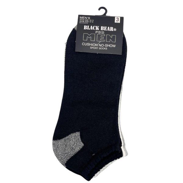 Black Bear For Men Cushion No Show Sports Socks 3 Pack In Assorted Colors image
