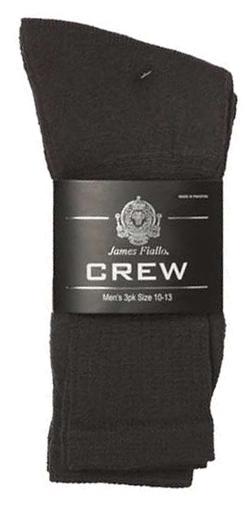 Men's Black Athletic Crew Socks - Size 10-13 - 3-Pair Packs image
