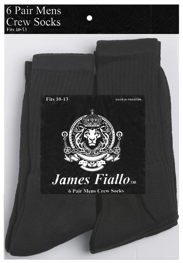 Men's Black Athletic Crew Socks - Size 10-13 - 6-Pair Packs image