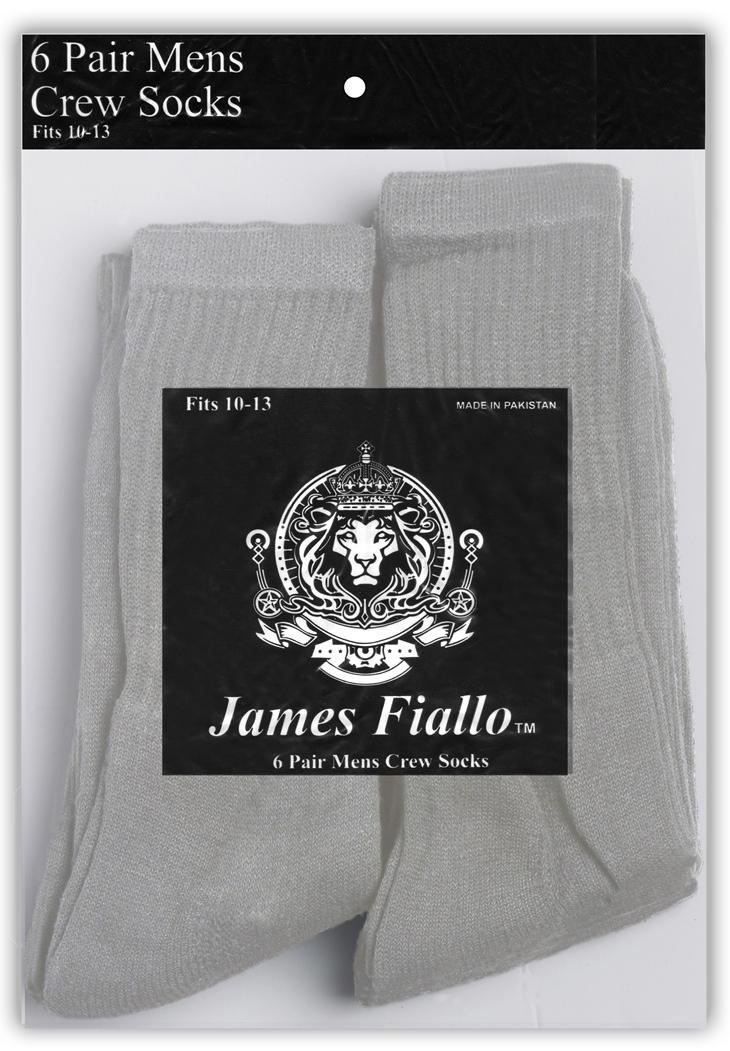 Men's Grey Athletic Crew Socks - Size 10-13 - 6-Pair Packs image